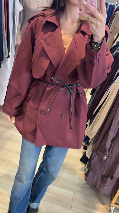 kruzer Trenchcoat mit Ledergürtel