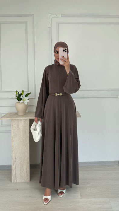 Kleid mit weiten Ärmeln Braun
