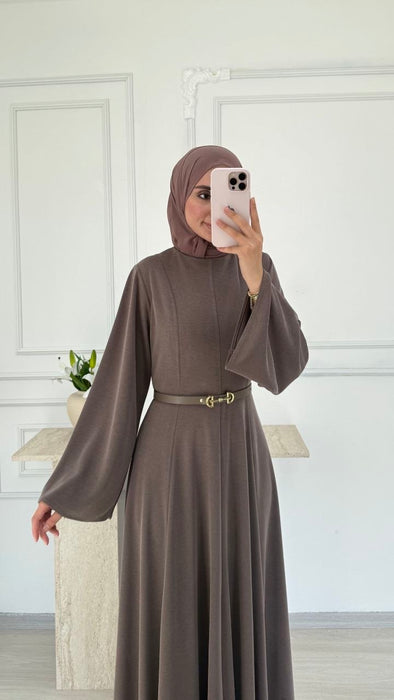 Kleid mit weiten Ärmeln Braun