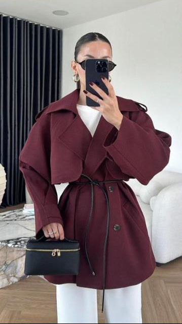 kruzer Trenchcoat mit Ledergürtel