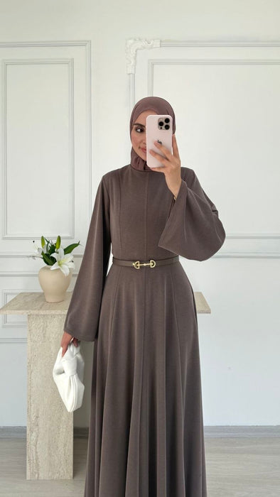 Kleid mit weiten Ärmeln Braun