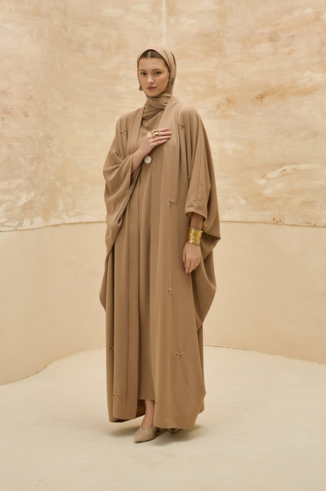 Abaya mit Blümchen beige