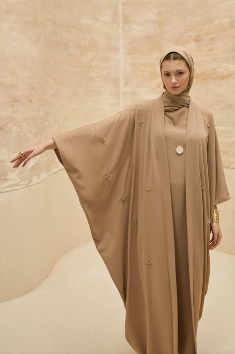 Abaya mit Blümchen beige