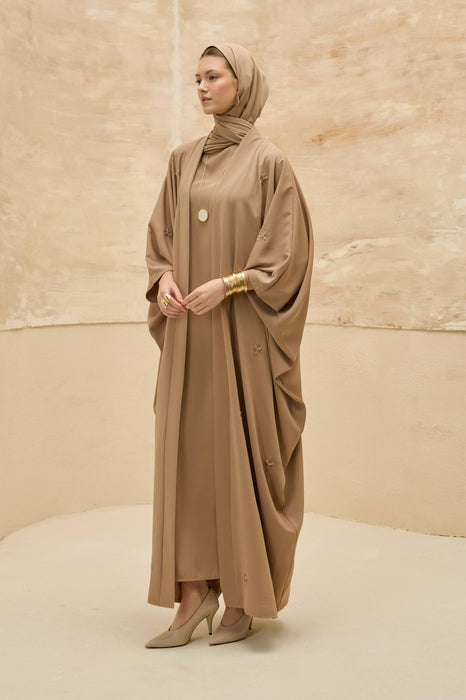 Abaya mit Blümchen beige