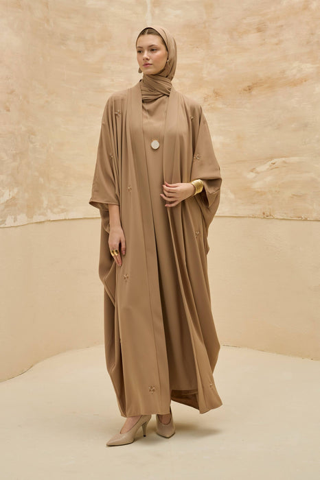 Abaya mit Blümchen beige