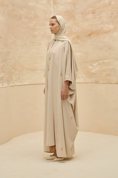 Abaya mit Blümchen creme