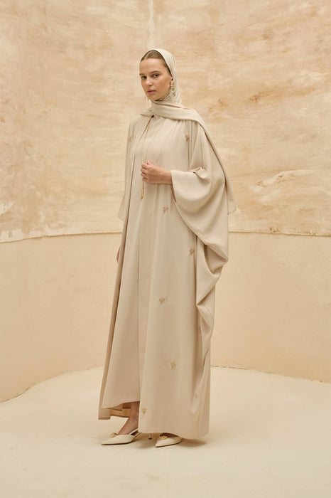 Abaya mit Blümchen creme
