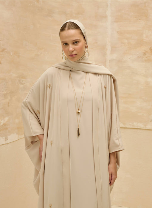 Abaya mit Blümchen creme