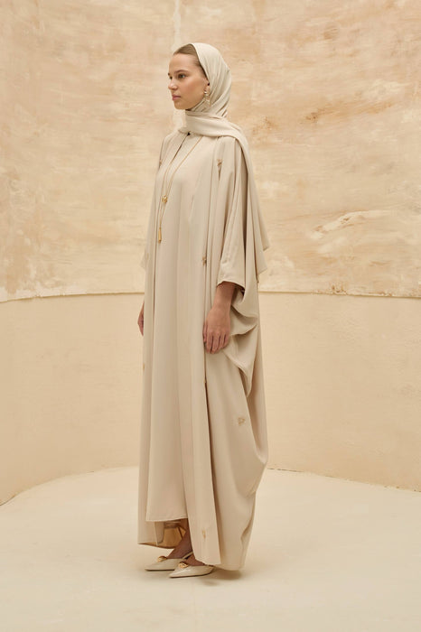Abaya mit Blümchen creme