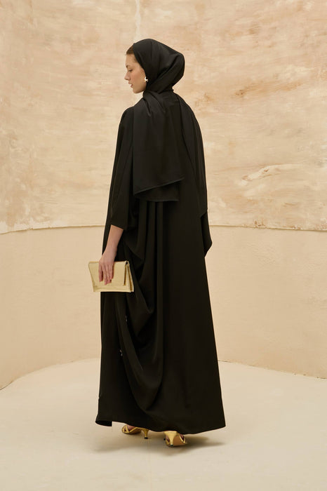 Abaya mit Blümchen schwarz