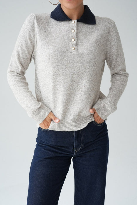 Strickshirt mit buntem Kragen