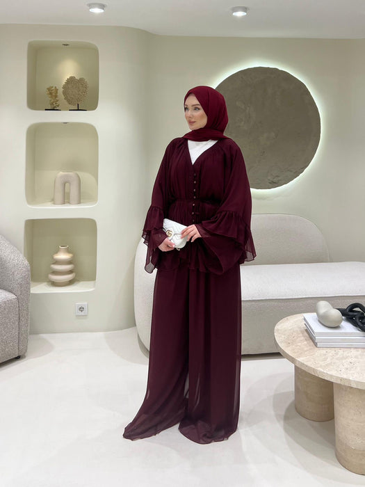Chiffone-Zweiteiler bordeaux
