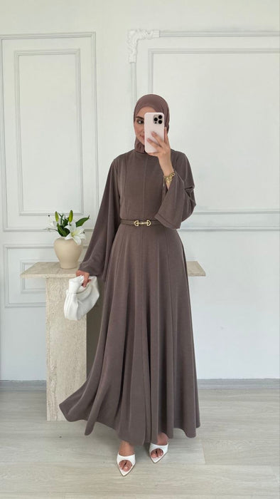 Kleid mit weiten Ärmeln Braun