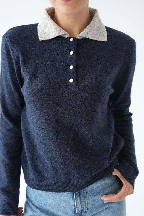 Strickshirt mit buntem Kragen
