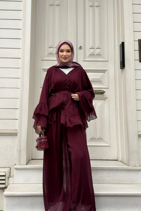 Chiffone-Zweiteiler bordeaux