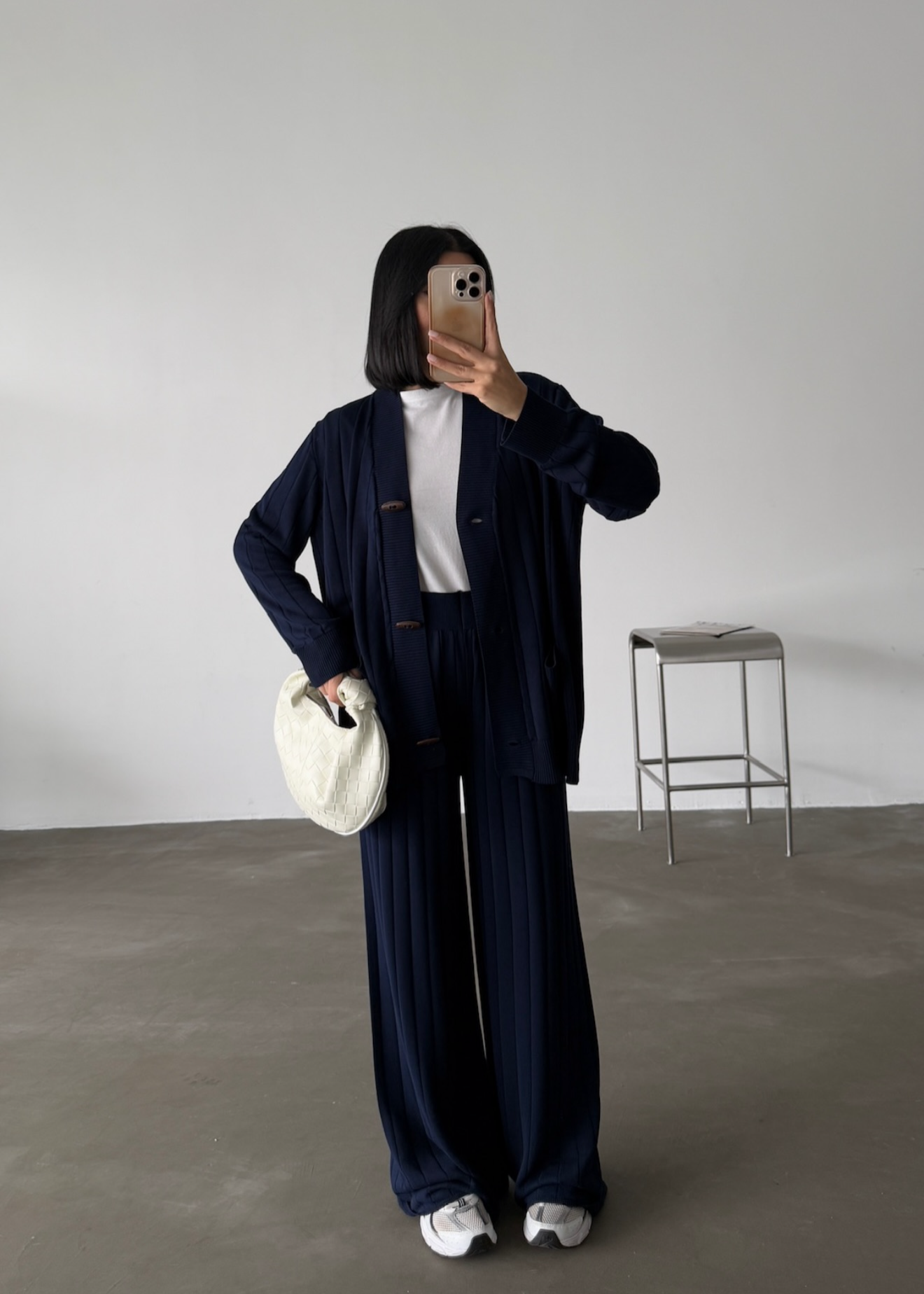 Das Elegante Gerippte Strick-Set dunkelblau