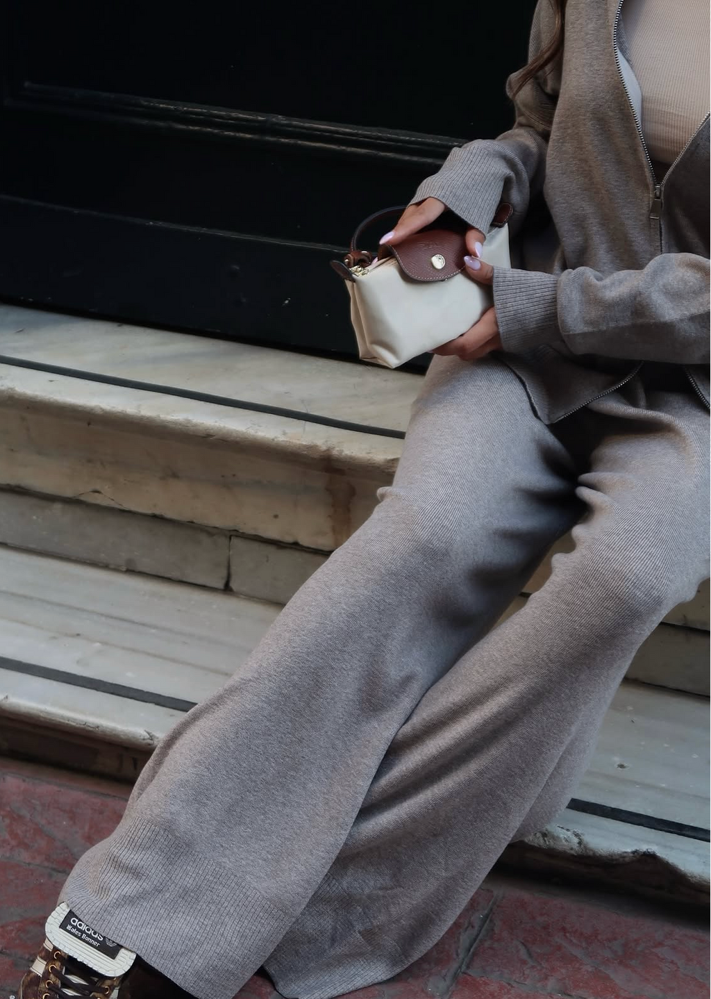 Doppel-Zip Zweiteiler grau