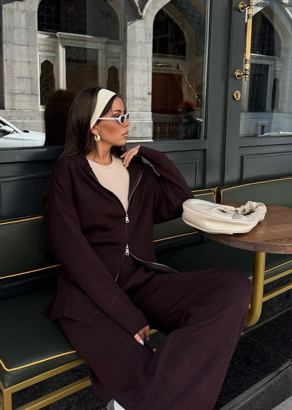 Doppel-Zip Zweiteiler bordeaux