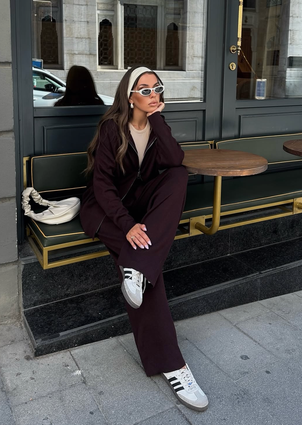 Doppel-Zip Zweiteiler bordeaux