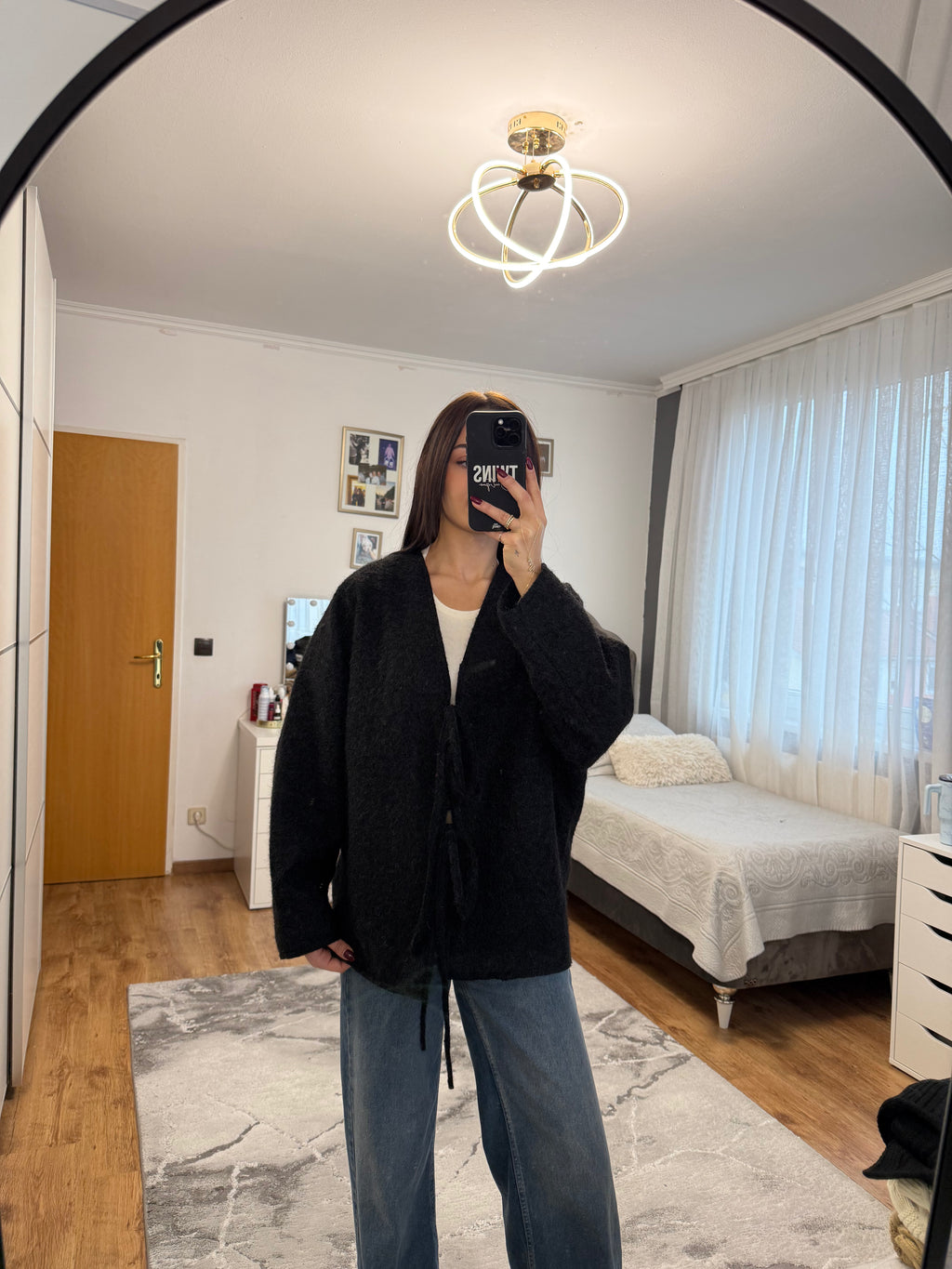 gefütterter Teddy-Cardigan schwarz