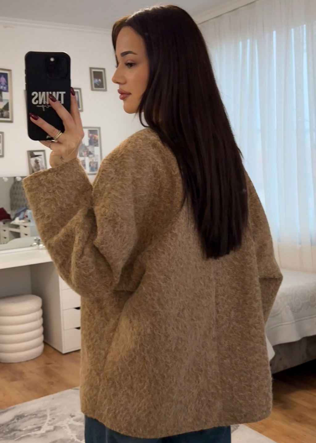 gefütterter Teddy-Cardigan braun